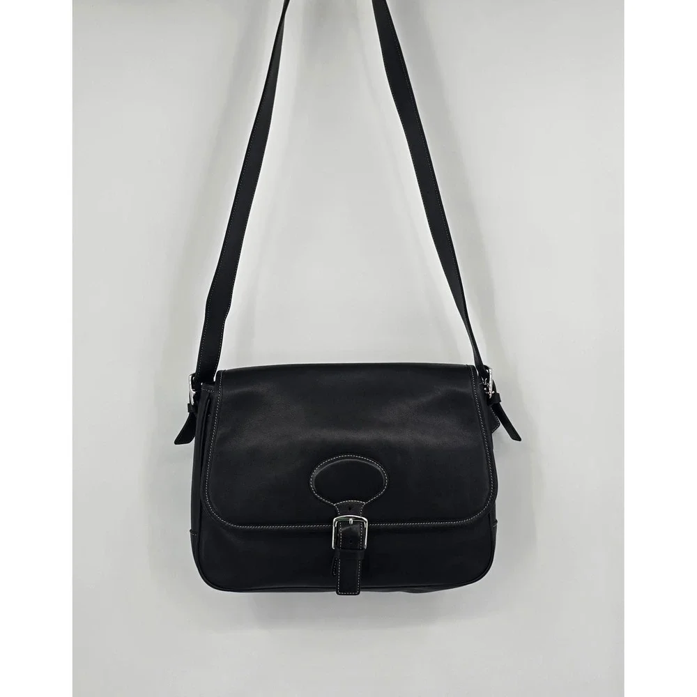 Coach Hampton Messenger Bag 7750 Black Leather Vintage Shoulder Crossbody